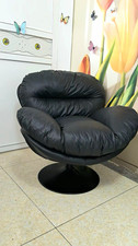 Black Swivel Chair Upholstered Padded Seat Solid Indoor 55x55x70cm