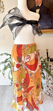 VTG RETRO BOHEMIAN SILKY SKIRT, UNIQUE "GEORGIO FIORLINI" LINED, DRAMATIC BACK H