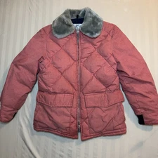 Vtg Schott NYC Goose Down Coat Diamond Quilted Puffer Jacket Made USA Womens 16