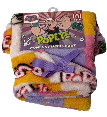 Popeye Womens Plush Lounge Shorts Pink Graphic Sleep Shorts NWT Medium