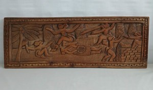 Vintage Palauan Handcarved Storyboard 23" X 8" Micronesia Pacific Ocean
