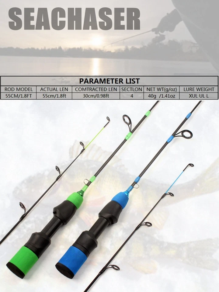 Ice Fishing Rod Carbon Fiber Fast Action Casting Spinning Travel Rod Carp 55cm - Image 3 of 4
