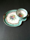 HAND PAINTED TEA CUP WITH LUNCHON SET, CUP AND SET WITH FLORALS AND GOLD DESIGN — photo 1