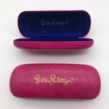 Lilly Pulitzer Eyeglass Glass Case Hot Pink Snap Close Clamshell Set of 2