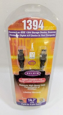 NEW Belkin 6' IEEE1394 FireWire / i.LINK 6-pin to 6-pin Cable, F3N400-06-ICE 
