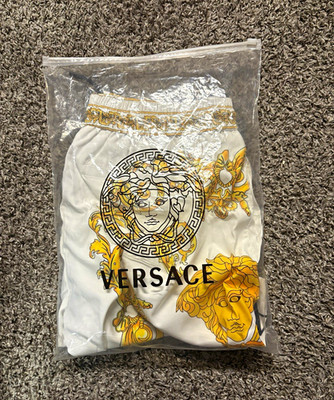 Versace Men s Baroque Medusa Board Shorts Drawstring White/Gold/Black L