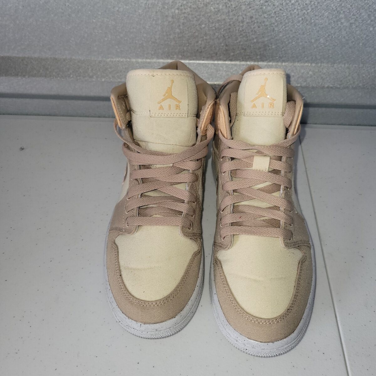 Jordan 1 Mid SE Canvas Muslin Desert Gold DV0427-102 Mens 8 Jordan 1 Mid SE Canvas Muslin Desert Gold DV0427-102 Mens 8
