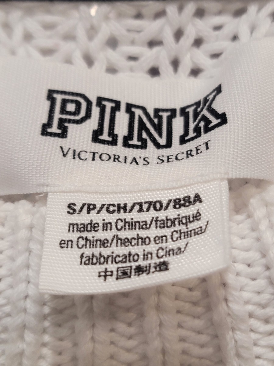 Victoria's Secret VS Pink Long Sleeve Crew Neck White Black Stripe