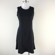 New Banana Republic M 8 Black Ponte Knit Flounce dress Sleeveless Career Cocktai