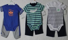NEW CARTERS BOYS 2 PIECE SET BODYSUIT PANTS FISH WHALE DINOSAUR 12M 18M