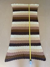 Handmade Crochet Afghan Granny Square Blanket Throw 68x32 Browns & Tans