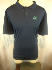 Mens Realtree Navy SS Golf Polo Fishing Poly Casual Shirt sz L