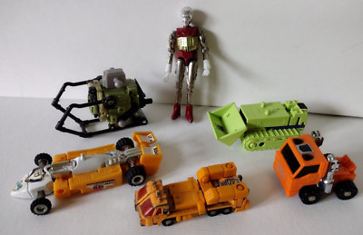 6 Vintage Toy Lot Micronaut Red Time traveler Transformers Gobots Truck Indy car