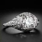 Vintage Art Deco Style 2.95Ct Lab Created Diamond Wedding 14K White Gold FN Ring