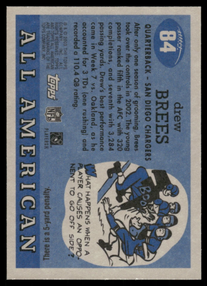 2003 Topps All American #84 Drew Brees - Image 2 of 2