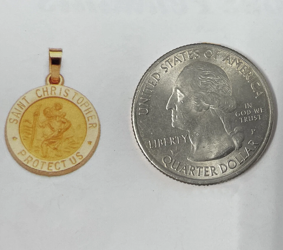 Colgante Medalla Milagrosa Religiosa San Cristóbal Oro Amarillo 14K para Cadena Foto 4 de 4