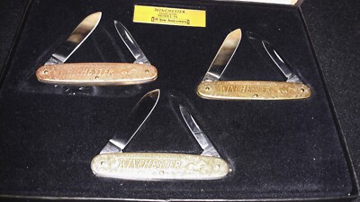 100 YEAR ANNIVERSARY 1994 Winchester 3 Pocket Knife Set Model 94 w