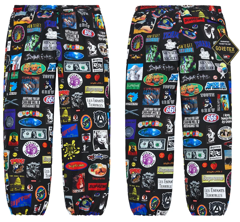 Pantalon autocollant Supreme Gore Tex taille S noir SS21 AOP coquille logo pluie imperméable