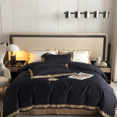 1000TC Cotton Embroidery Luxury Bedding Set Quilt Cover Set Bed Linen PillowSham