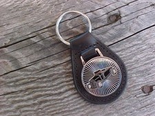 1932 FORD ROADSTER HOT ROD CHROME LEATHER KEY FOB NOS Hi-QUALITY KEY HOLDER