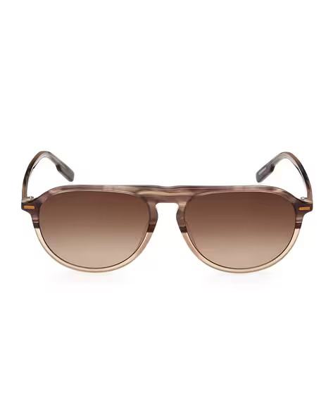 Солнцезащитные очки Ermenegildo Zegna EZ0202 56F из коричневого градиентного пластика-авиатора 5-16-145