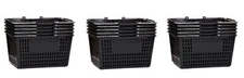 Shopping Basket Durable Black Plastic with Metal Handles Set of 15