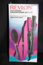 Plancha de pelo cerámica Revlon set de regalo rosa 4 piezas