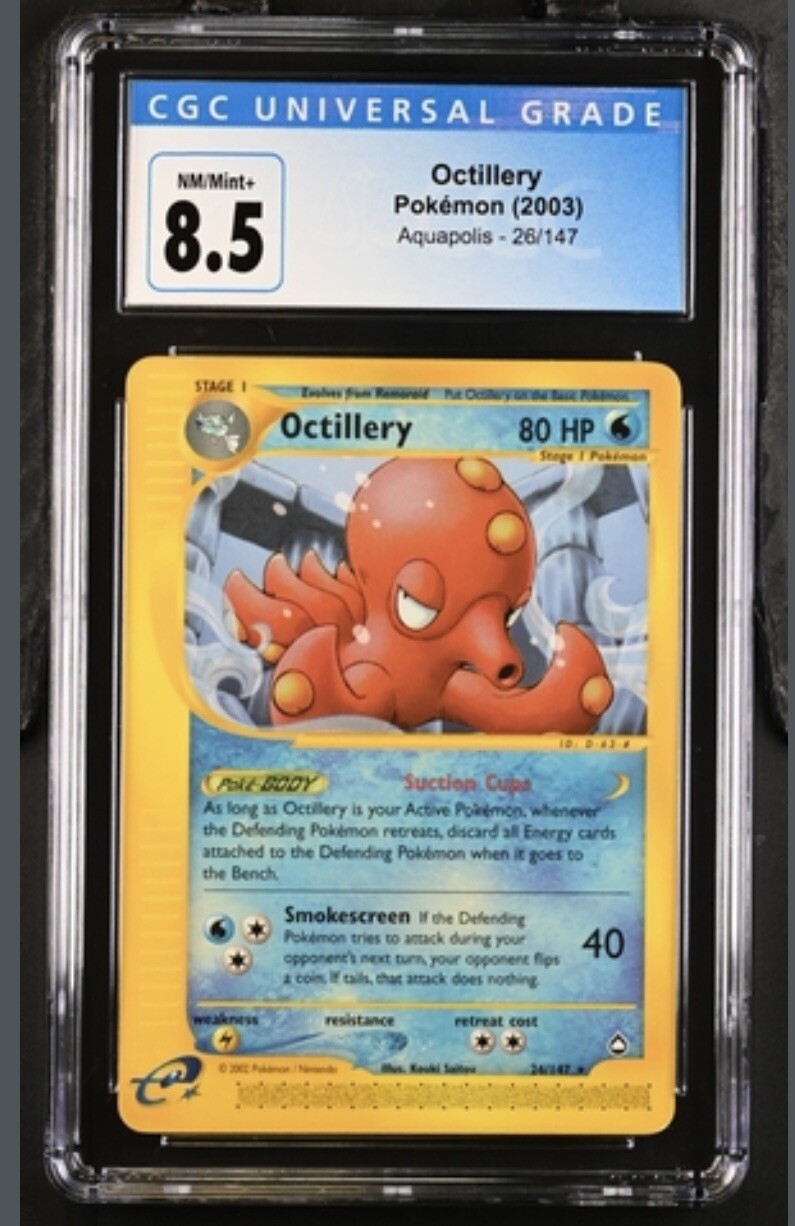 CGC 8.5 Octillery 26/147 Pokemon Card Rare Aquapolis