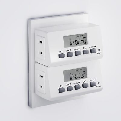 BN-LINK Digital Timer Outlet Indoor,24 Hour 2-Prong,2-Pack, 2 Prong 
