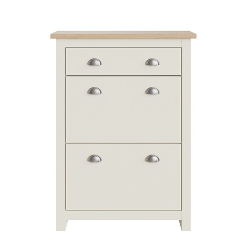 Lancaster Shoe Cabinet 2 Door 1 Drawer Storage Unit Hallway Cream Oak living - Picture 2 of 5