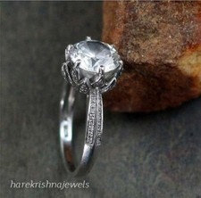 14K White Gold Over 2.10CT Round Cut Diamond Lab-Created Engagement Wedding Ring