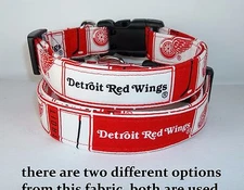 Detroit Red Wings Terri's Dog Collar custom made adjustable with NHL fabric 