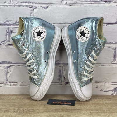 Converse Chuck Taylor All Star Lux Metallic Blue Mid Wedge Sneaker -  Women's 7.5 | eBay