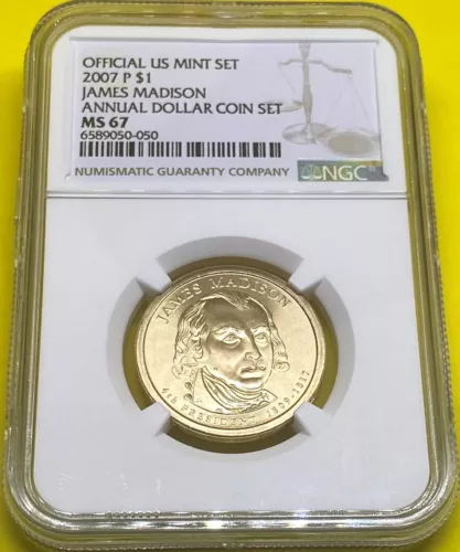 2007 P James Madison Presidential Dollar NGC MS67