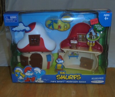 Famosa Pitufos - Casita con Figuras de Pitufos, Casita con figurita de Smurflet de 5 cm, Interior de la casa Incluye tabique, Armario, Silla, Cama y mesita de Noche, para niños de 3 años, (PUF20100