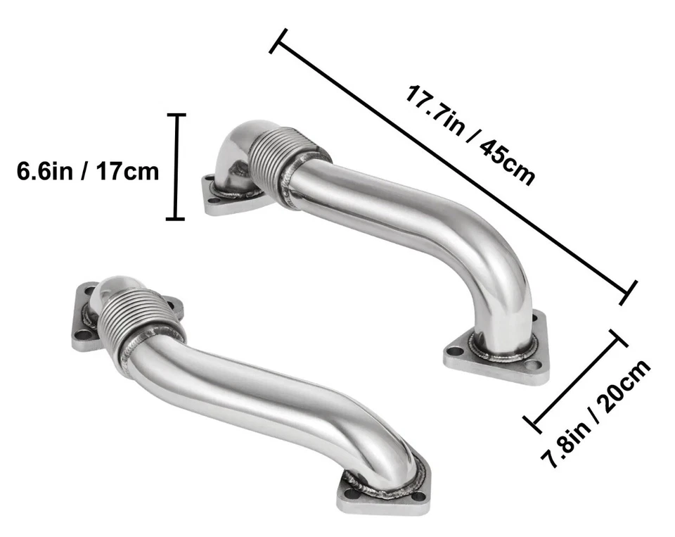 Heavy Duty Upgraded 304SS Up Pipes W/ Gaskets Fit 6.6L 01-16 GMC Chevy Duramax Foto 3 de 4