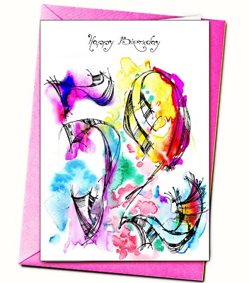 sale, 52. Geburtstag, Aquarell, Handarbeit Karte, personalisiert, altersspezifisch 