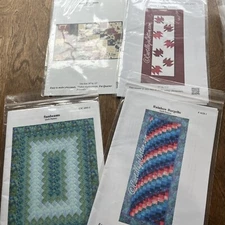 4 Quilt Patt. maple leaf runner, placemats, sunbeams, rainbow Castilleja Cotton