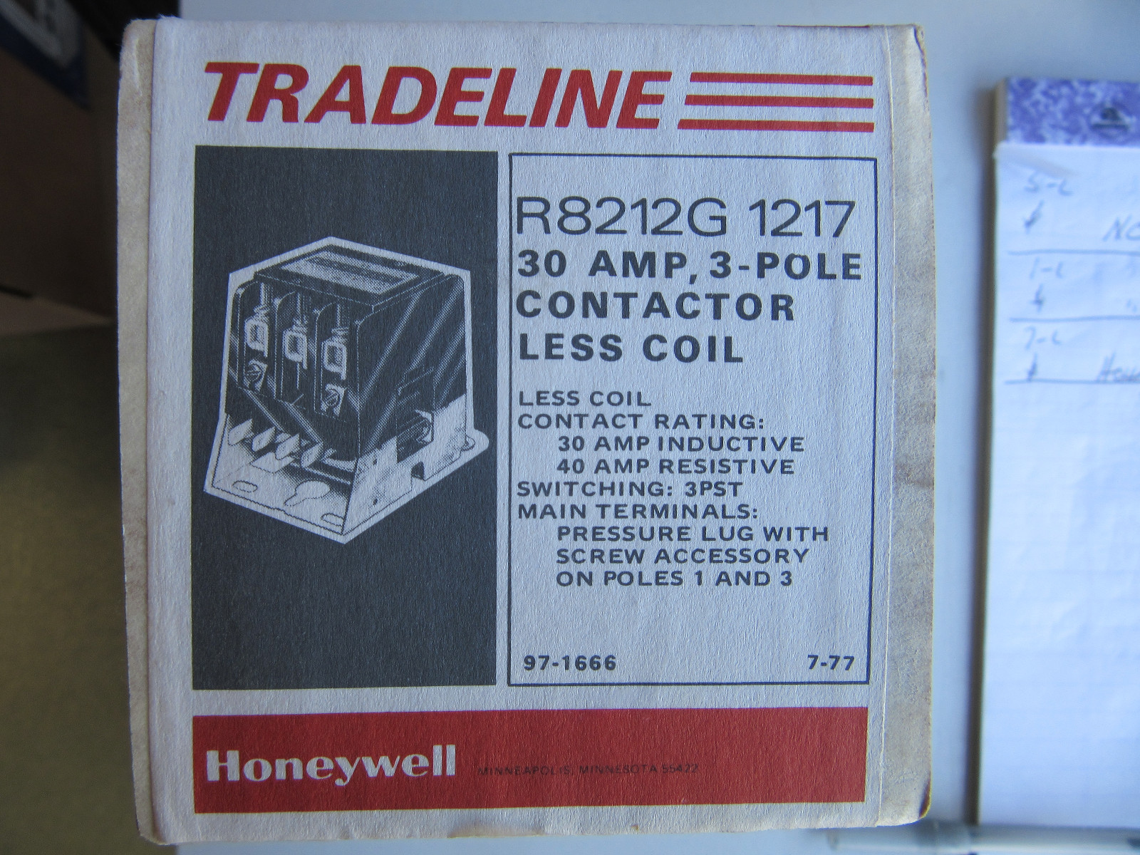 Honeywell R8212G 1217 Contactor 3 Pole 30 Amps Less Coil NEW!!! in Factory Box