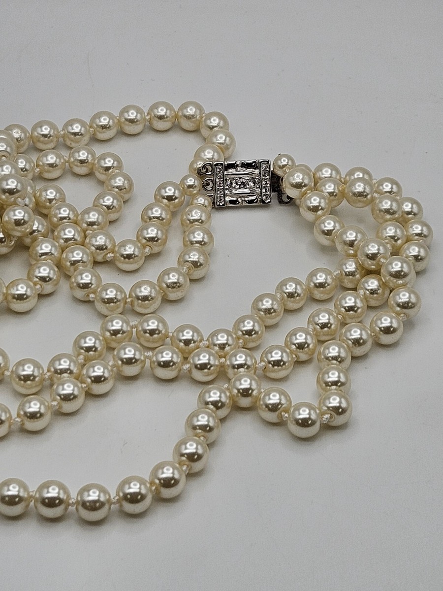 Vintage JBK Jacqueline Kennedy Camrose & Kross 3 Strand Faux Pearl