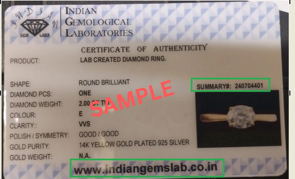 Anillo de compromiso para mujer de diamantes creados en laboratorio de corte redondo de 3 quilates enchapado en oro blanco de 14 quilates Foto 4 de 4