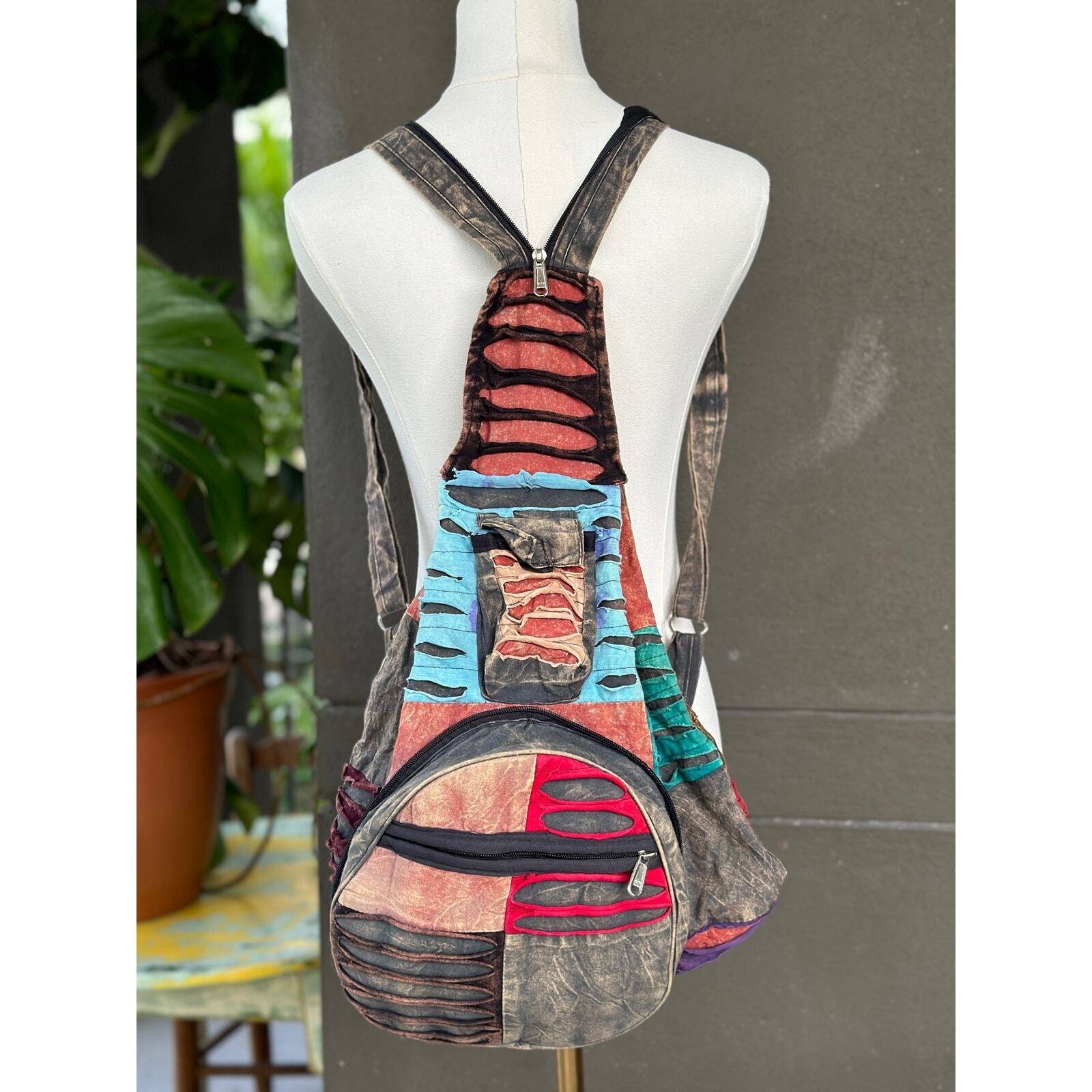 Hobo Patch Cutting Crossbody Backpack Rucksack Ou… - image 1