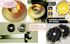 3/8" Demi Bullnose 4" Grinding cup 5" cutting blade for stone concrete grinder