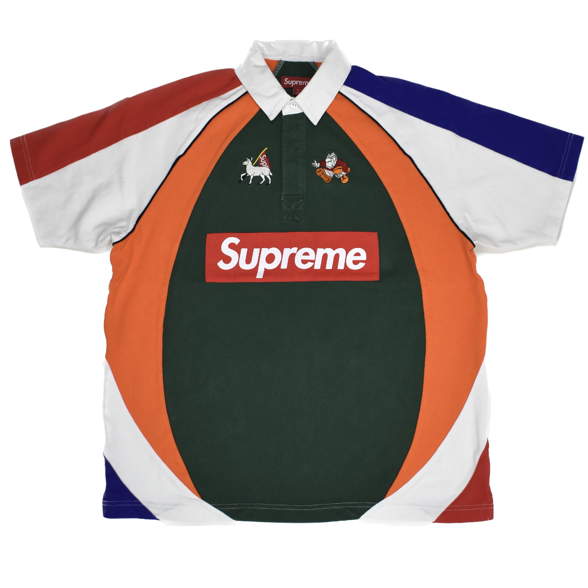 NWT Supreme Big Box Logo Paneled Rugby Shirt Polo Multicolor NWT Supreme Big Box Logo Paneled Rugby Shirt Polo Multicolor