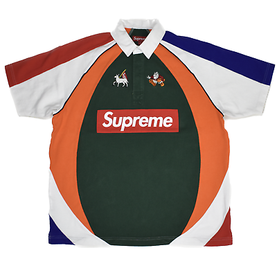 NWT Supreme Big Box Logo Paneled Rugby Shirt Polo Multicolor NWT Supreme Big Box Logo Paneled Rugby Shirt Polo Multicolor