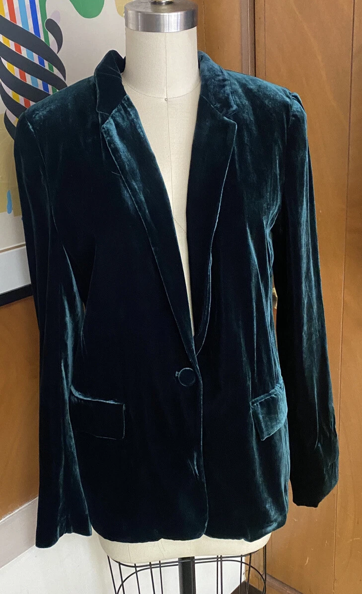 Zara green velvet coat top