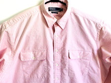 Polo Ralph Lauren Men XL Read Button Down Shirt Long Sleeve Pink White Stripe