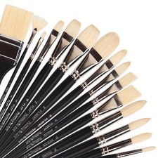 Natural Bristle Professional Paintbrushes Set | 15PCS Long Handled Paint Brushes