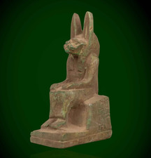 Ancient Egyptian Anubis Statue Rare Pharaonic Seated God Deity Stone Artifact Bc