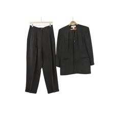 Jones New York 100 Silk Gray Pant Suit Set Size 12
